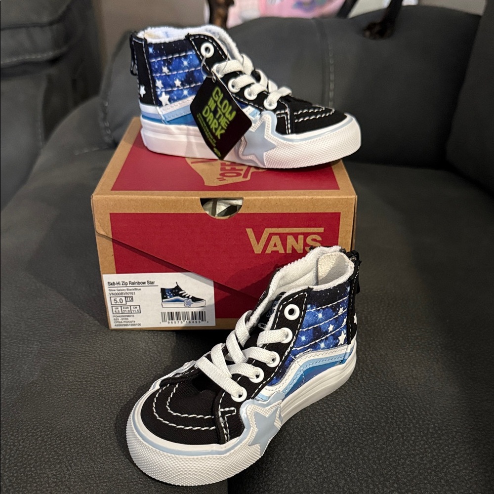 Vans Kids High-Top Sneakers - Black, Blue, and White